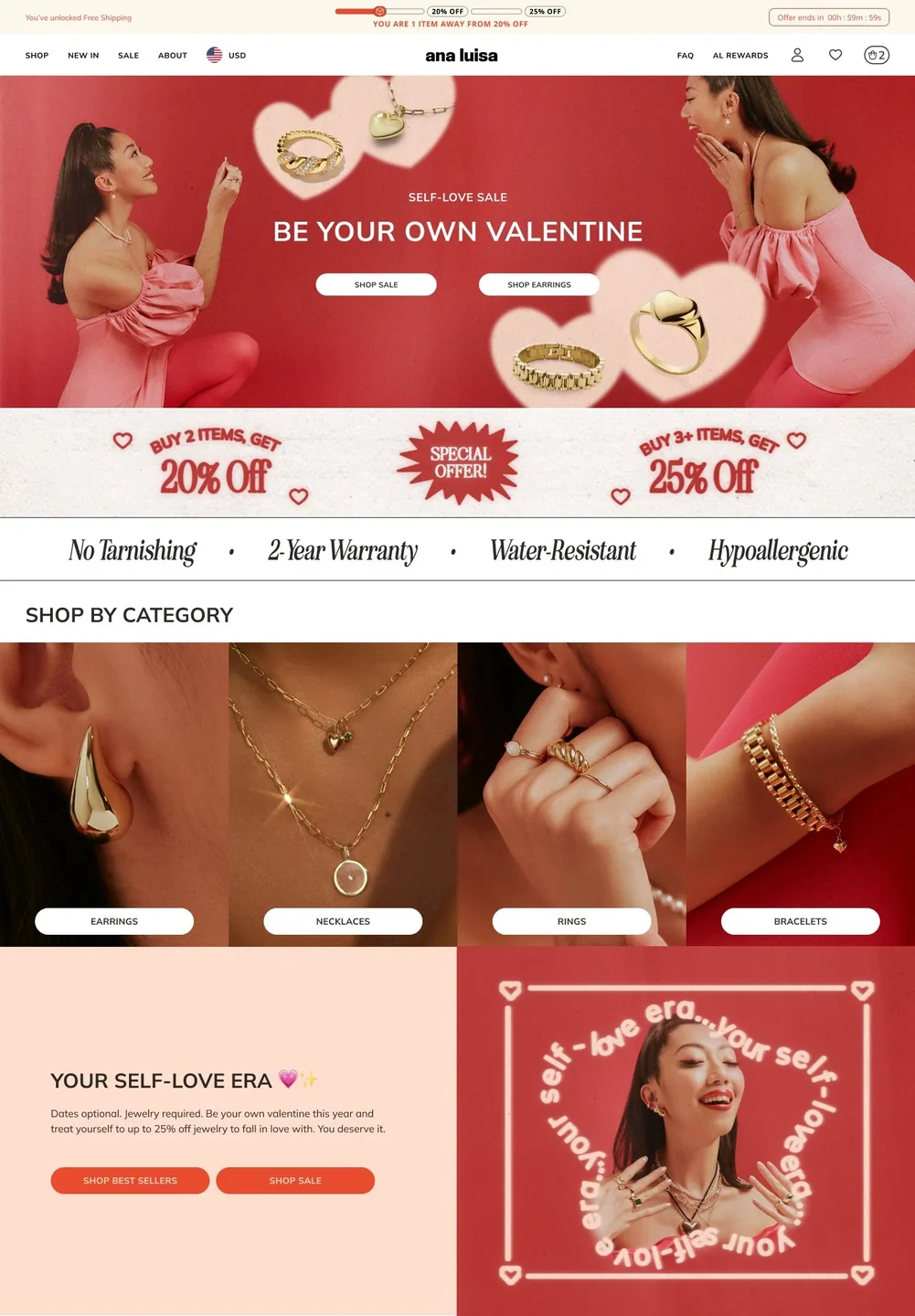 Ana Luisa Valentine’s landing page: “Be your own Valentine”
