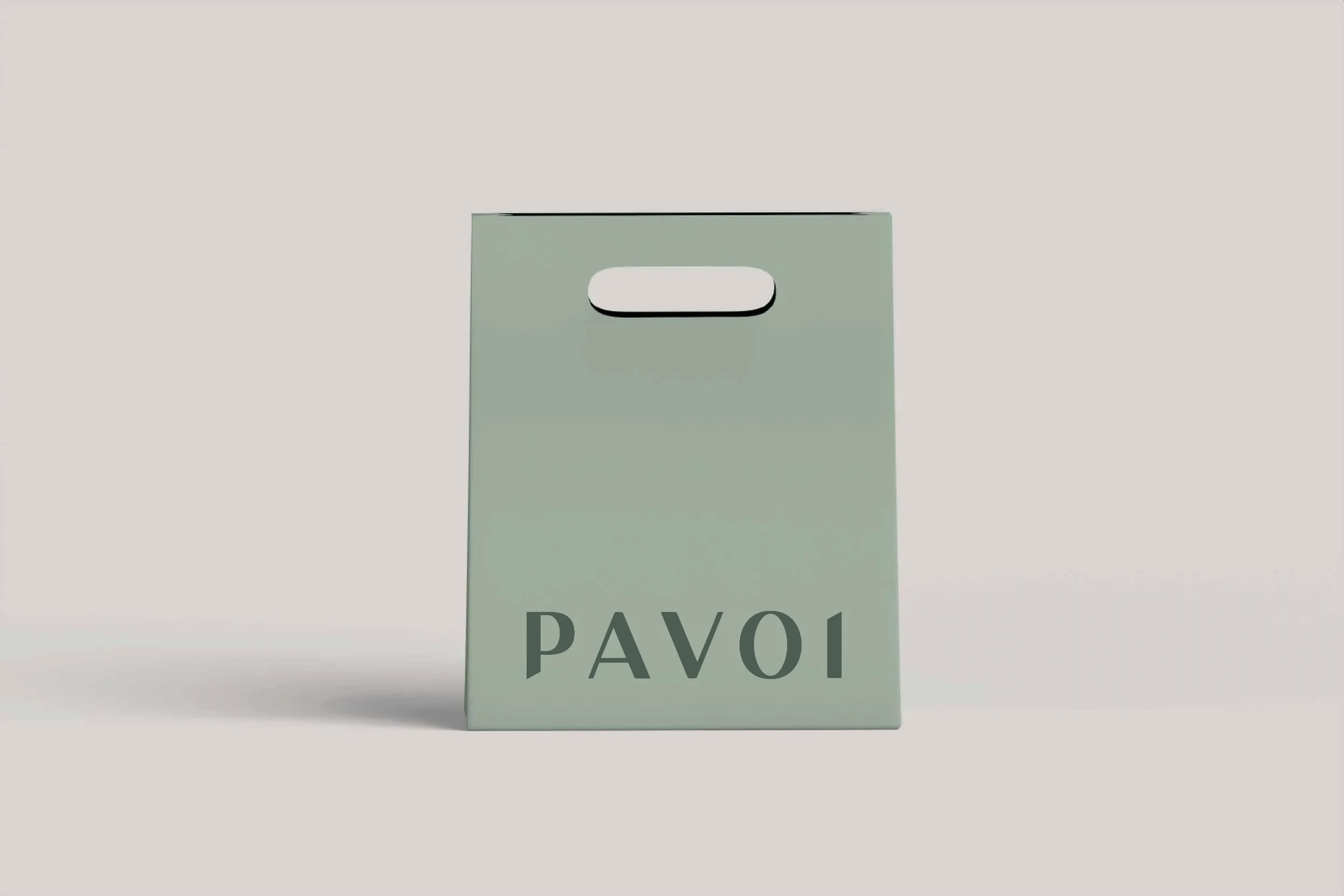 Sage PAVOI shopping bag with a die-cut handle